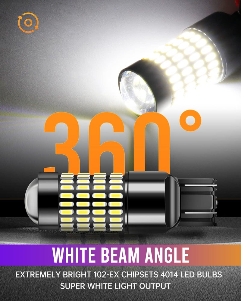 LUYED 7443 7440 LED Bulb 3400 Lumens Extremely Bright 4014 102-EX Chipsets 7441 7444 992 LED Bulbs with Projector for Backup Reverse Lights Tail Brake Signal Lights,Xenon White,Pack of 2 - Image 4